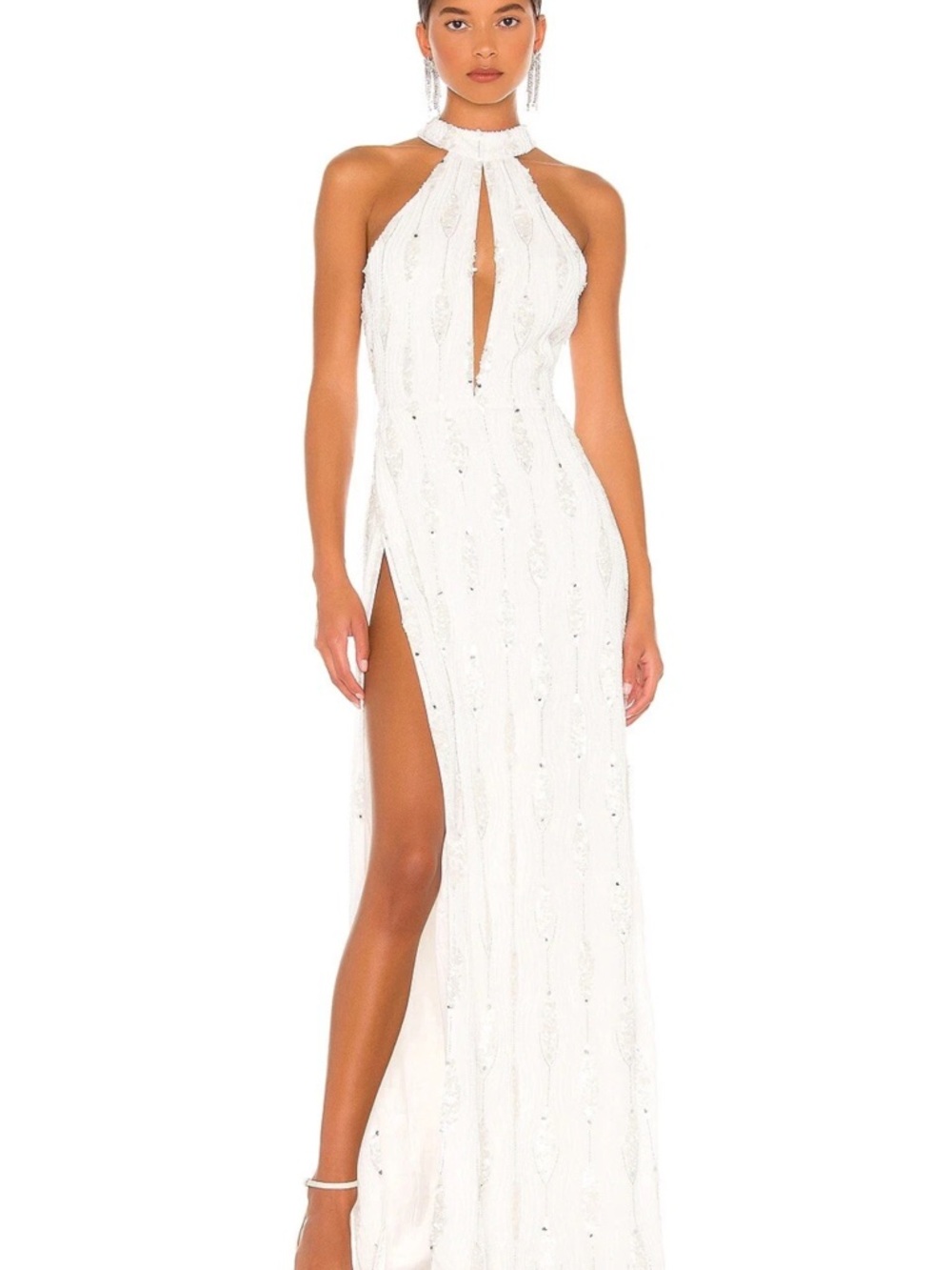 Retrofete White Halter Sequin Gown XS new w tags - Picture 5 of 10